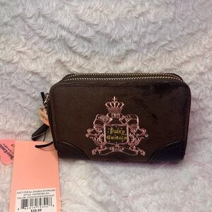 Juicy Couture Juicy For All Double Zip Around Wallet Chocolate Brown Y2K